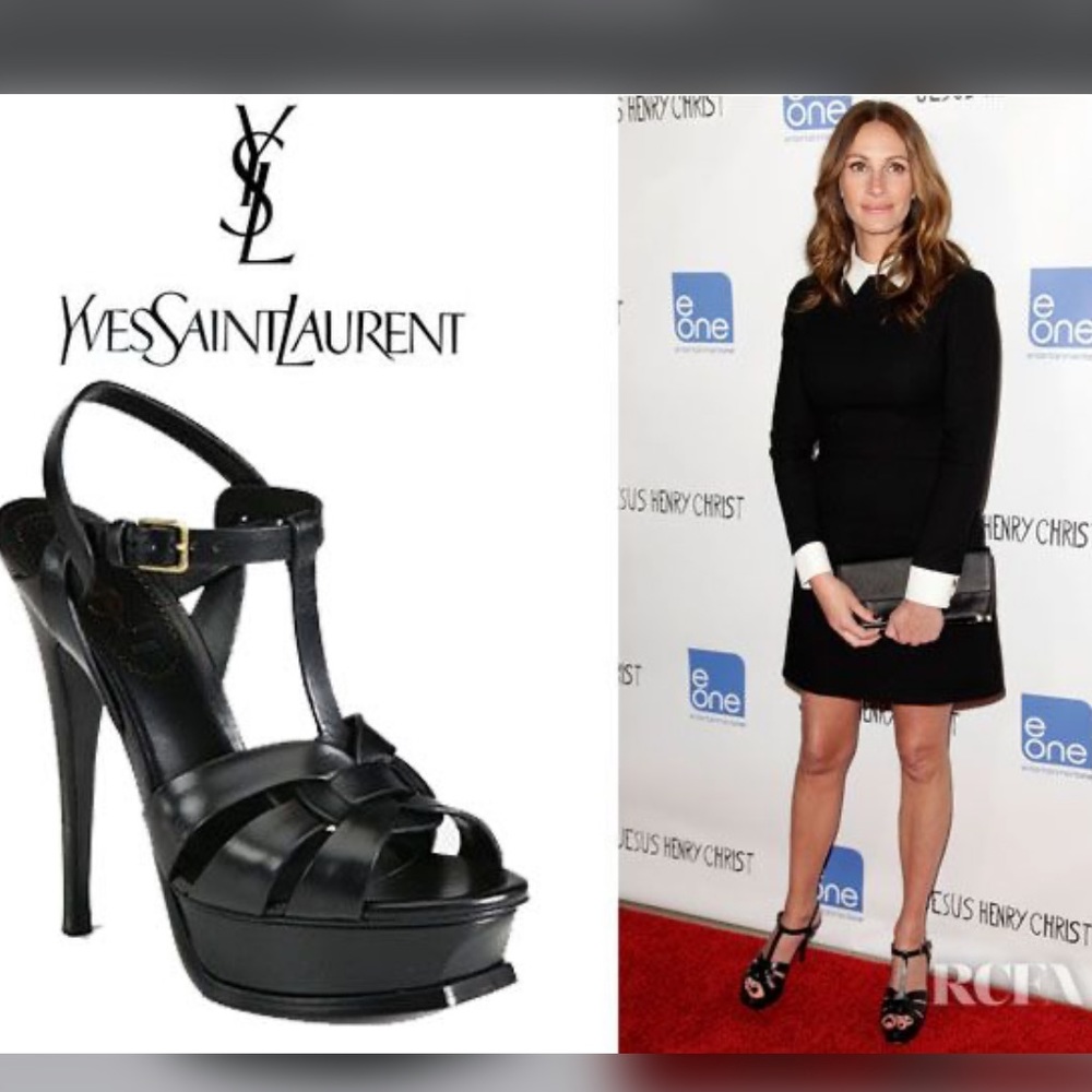 Sexy black platform Tribute YSL sandals